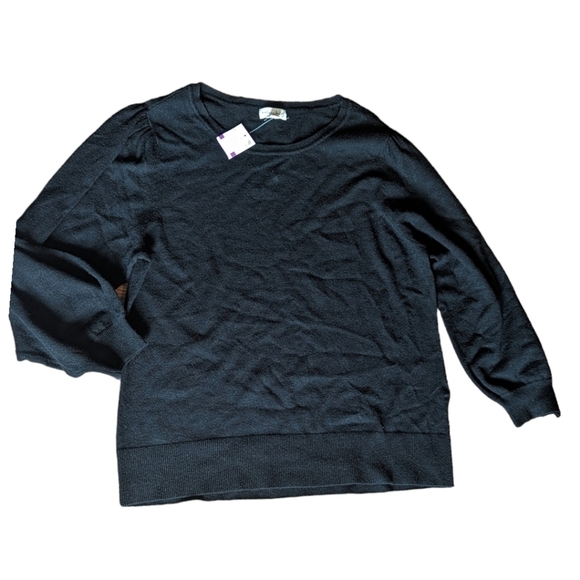 Maison Jules puff long sleeve soft deep black knit pullover sweater NWT sz XXL - Picture 3 of 12